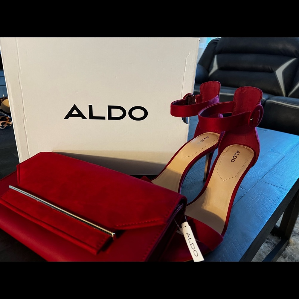 Aldo Red Heeled Sandals - Picture 3 of 7